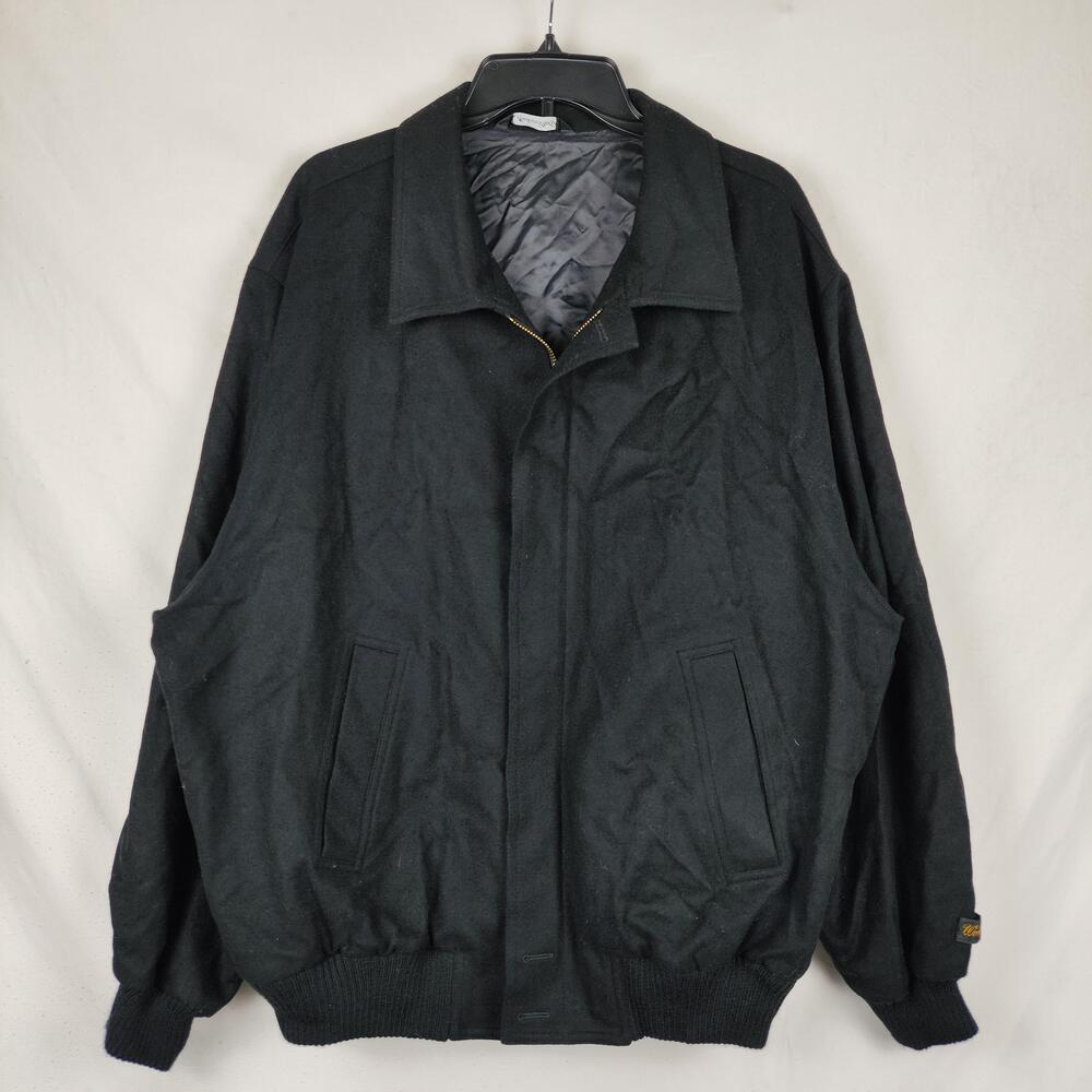 Pierluigi Della Spina Jacket Mens XL Black Wool Cashmere Bomber Italy 5811
